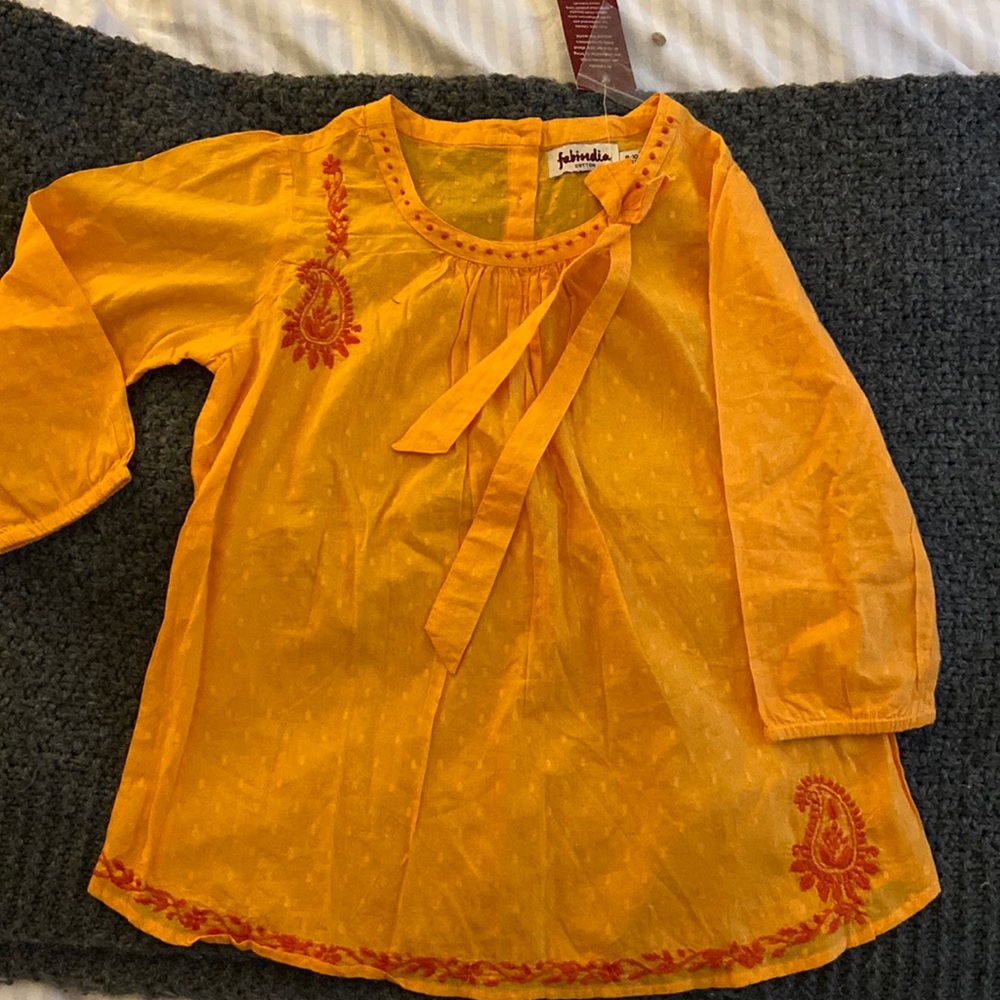 Girls Fabindia Orange Tunic 8-10 YRS NWT